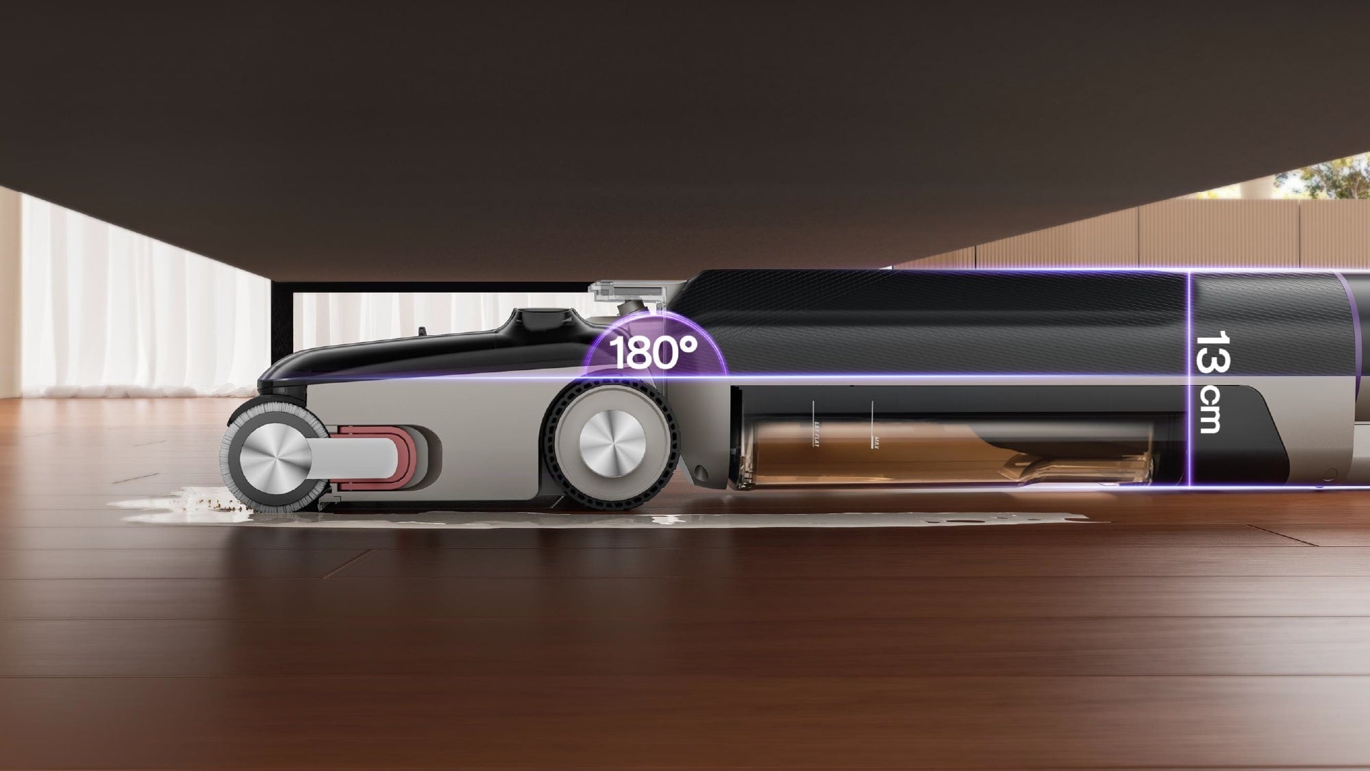 180° Flachliegende Reichweite